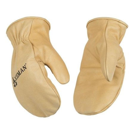 HEATKEEP Mitt Shell Kid's Gloves, M, Angled Wing Thumb, EasyOn, Shirred Elastic Wrist Cuff, Tan 1930-KM